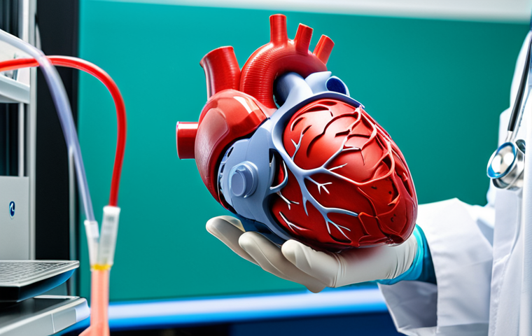**

A doctor is examining a 3D printed artificial heart in a lab. The lab is modern and well-equipped. The doctor is wearing appropriate medical attire, fully clothed. Focus on the intricate details of the 3D printed heart and the advanced technology surrounding it. Safe for work, appropriate content, professional, perfect anatomy, natural proportions.

**