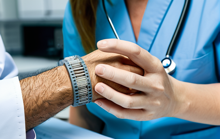 3D Printed Implant**

"A doctor in a modern lab, carefully examining a 3D printed wrist implant, fully clothed, appropriate attire, safe for work, perfect anatomy, correct proportions, professional medical photography, high quality. Focus on the implant's intricate details. Modest setting, family-friendly."

**