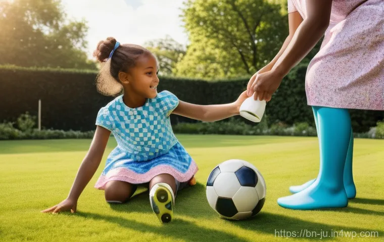 인공장기와 의료 보험 정책의 변화 - **Prompt:** A diverse group of adults and children with advanced, highly realistic prosthetic limbs ...