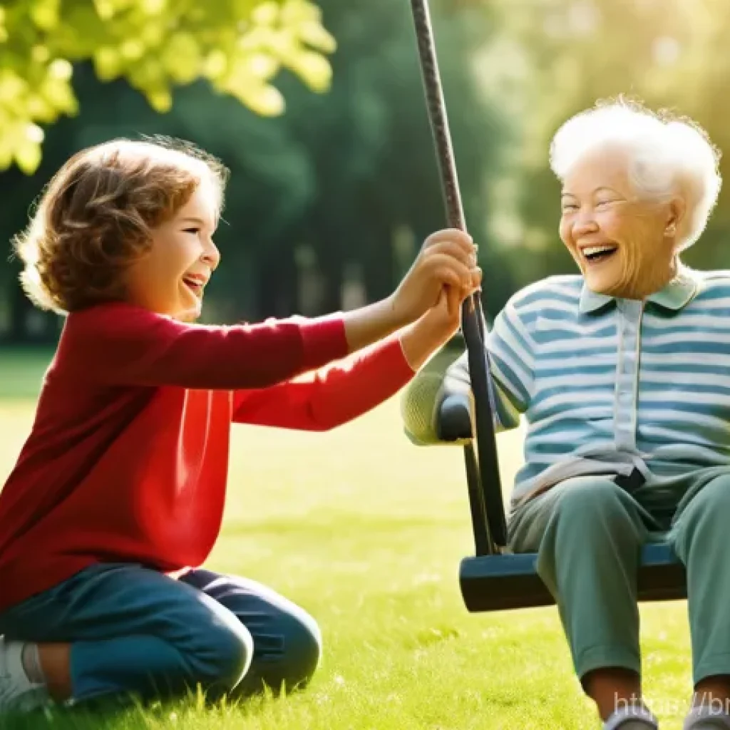 인공장기와 재생 의학의 관계 - **Prompt:** A heartwarming scene where an elderly person, with a subtle, advanced prosthetic leg (or...