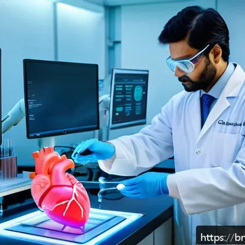 Home 32 인공장기 개발의 임상 적용 사례 - A detailed clinical laboratory scene showcasing advanced engineered organ technology: scientists wea...