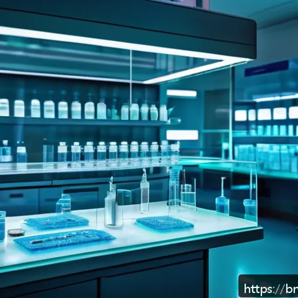 인공장기 임상 시험 사례 분석 - A futuristic clinical laboratory scene showcasing orthopedic injectable organs in transparent syring...